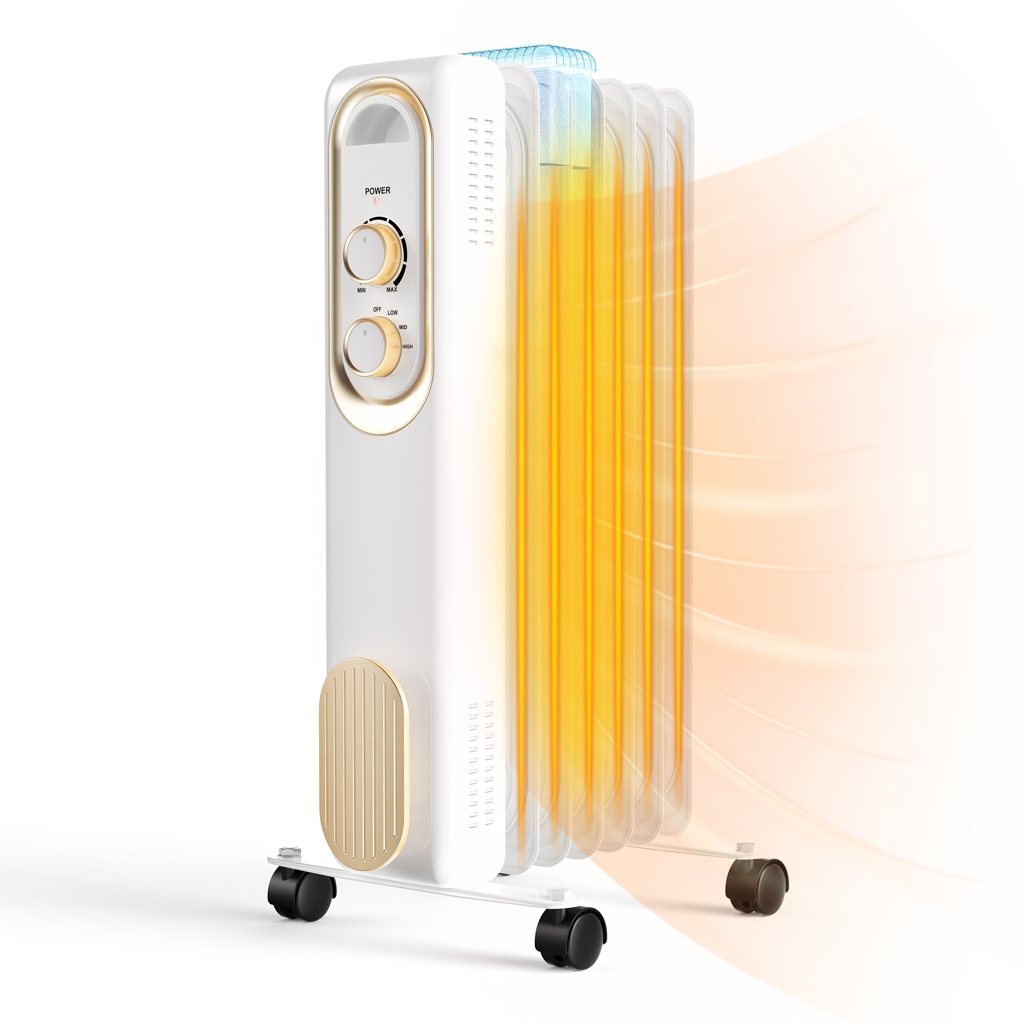 1500w Portable Electric Oil-filled Radiator, With Oil-filled Radiator Fins, Suitable For Indoor Use, With Adjustable Thermostat