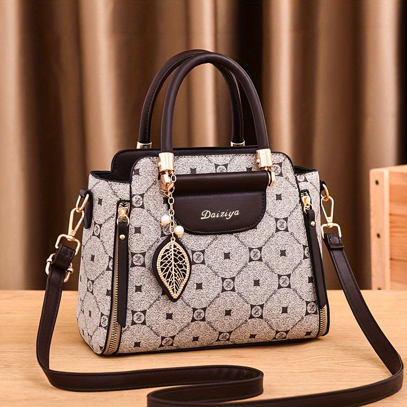Image of High- With Pendant, Women's Printed Large-capacity Birthday Gift, Dating, Business Reception, Middle-aged Women's Mother Bag, Handbag, Shoulder Bag, Crossbody Bag, Women's Essential For Going Out