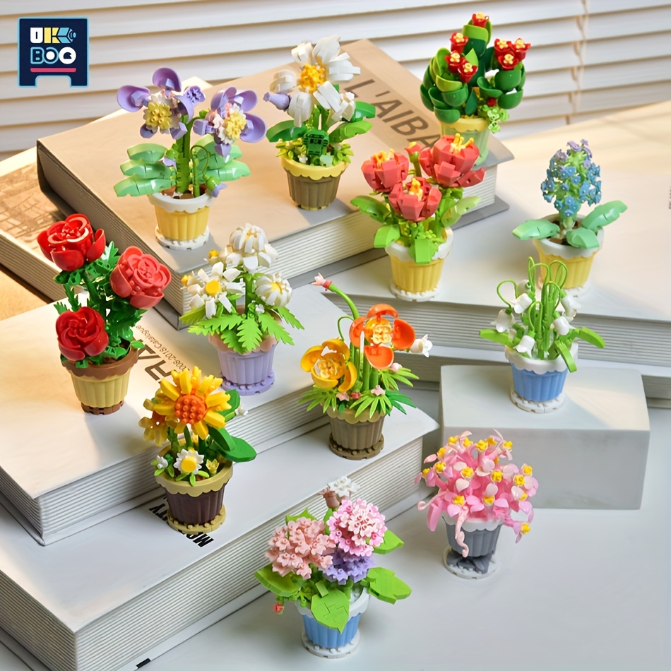 eternal flower puzzle building blocks set mixed color - Temu