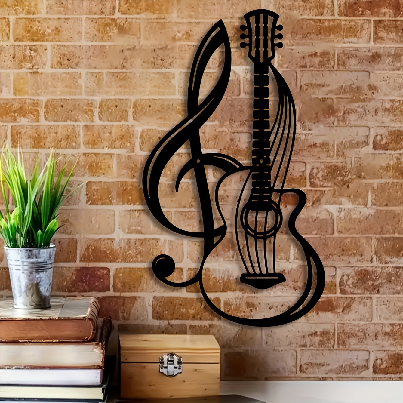 

Black Metal Music Note & Guitar - Classrooms, Auditoriums, Homes & Coffee Shops - Rustic Farmhouse Decor, Ideal Gift, Music Theme Wall Hanging, Room Decor