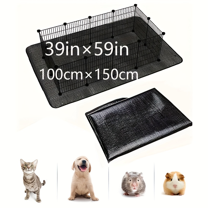 TEMU Washable Reusable Rabbit Litter Mat - 59x39 Inches Black Durable Cage Liner, Suitable For Rabbits, Hamsters, - Wear-resistant Pet Bedding And