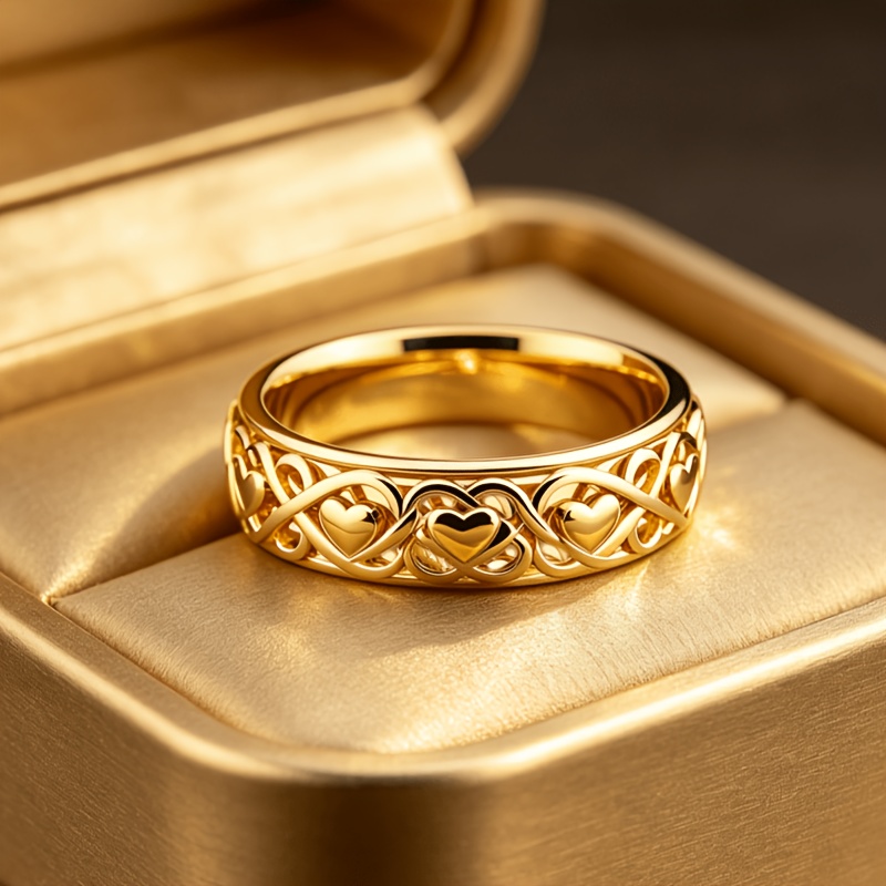 TEMU 1 Exquisite Heart-shaped Ring For Women, Daily And Banquet Wedding Jewelry For Ladies, Vintage Anniversary Ring Gift