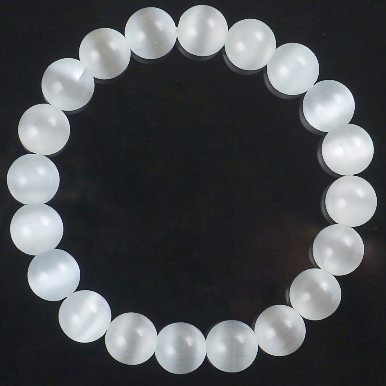10mm Cat Eye Stone Beaded Bracelet - Stretchy Gemstone for Casual Attire