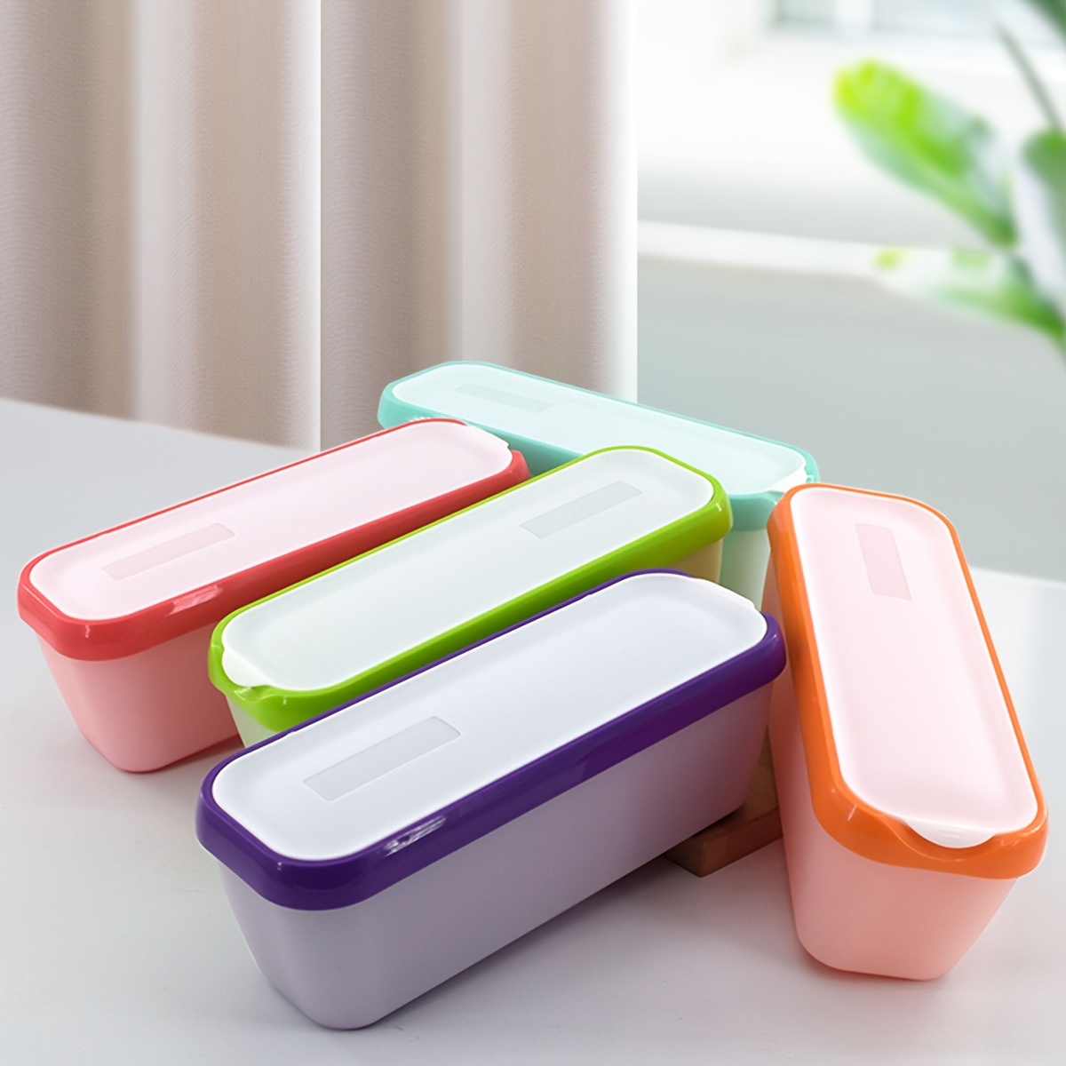 

1pc, Ice Cream Box, Rectangular Double Layered Ice Cream Box With Lid, Homemade Ice Cream Storage Box, Reusable Ice Cream Box For Refrigerator, Kitchen Accessaries