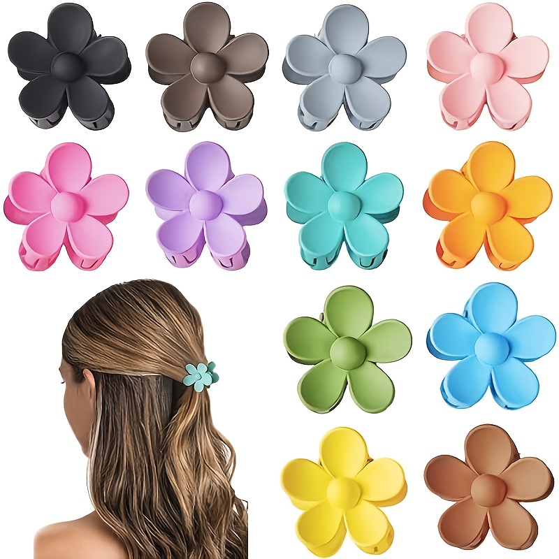12pcs small hair clips -   hairpins with non-slip grip, soft pink, yellow, blue, orange, red, turquoise - for women, s, everyday, parties, weddings - cute flower hair accessories, party hairpieces,   design, durable hairpins, holiday hairstyles, lightweight hairpins,   Product details 5