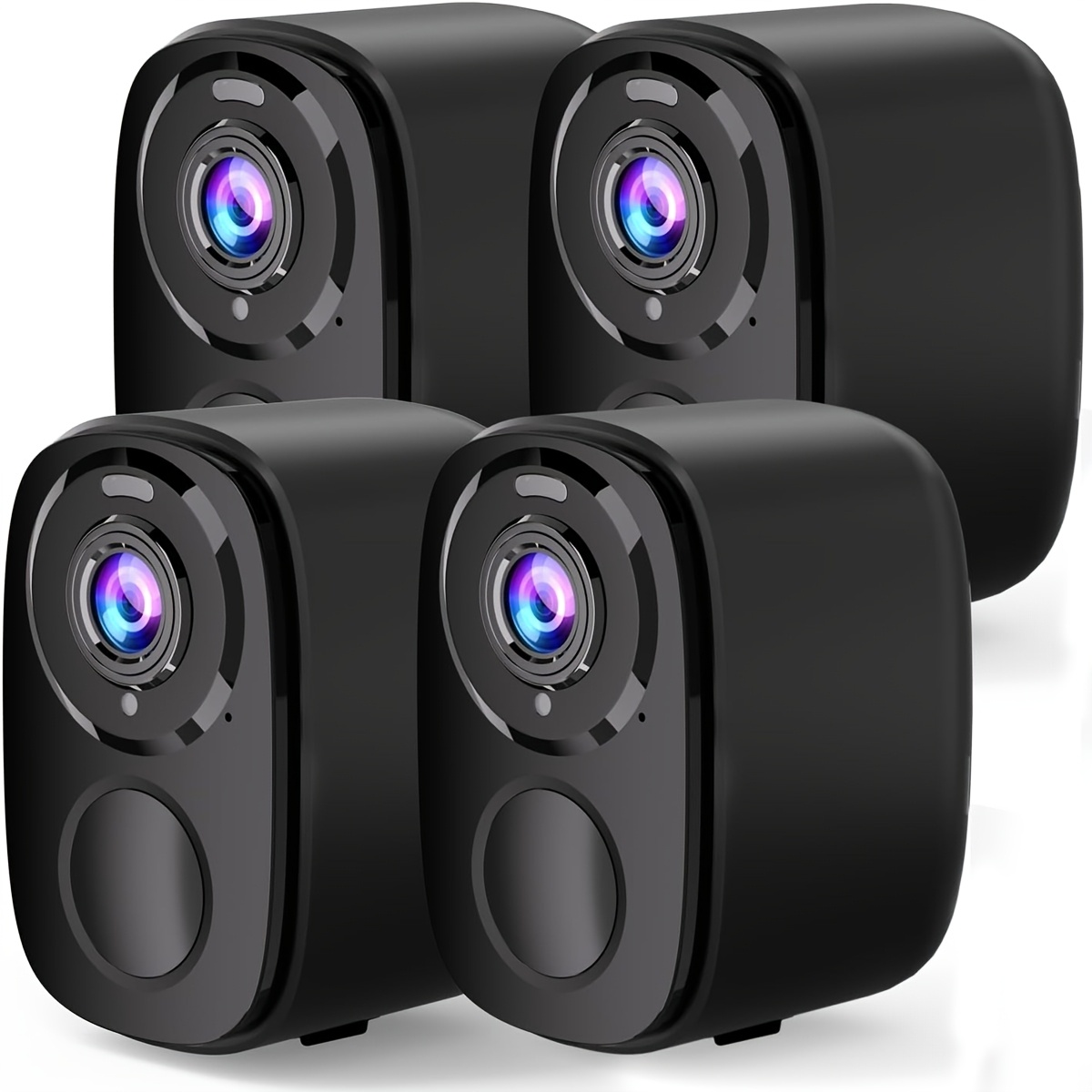 4 Pack black Security Cameras Wireless Outdoor/Indoor, 2MP Battery Powered 2.4Ghz WiFi Camera for Home Security with, SD/ Free Cloud Storage, AI Motion Detection, Color Night Vision, 2-Way Audio