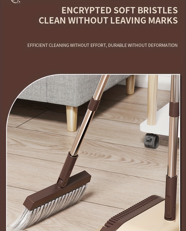 1 set broom and dustpan set combination thickened rotatable folding stainless steel rod durable   broom plastic non stick hair thickened design suitable for pet hair removal bedroom living room courtyard cleaning supplies Product details 9