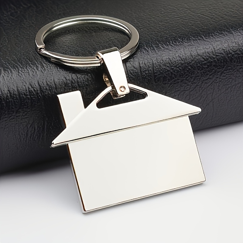 TEMU 1 Custom Alloy House Keychain - Personalized Laser Engraved Gift For Birthdays, New Years, Valentine's Day - Stylish Design With Chimney Details