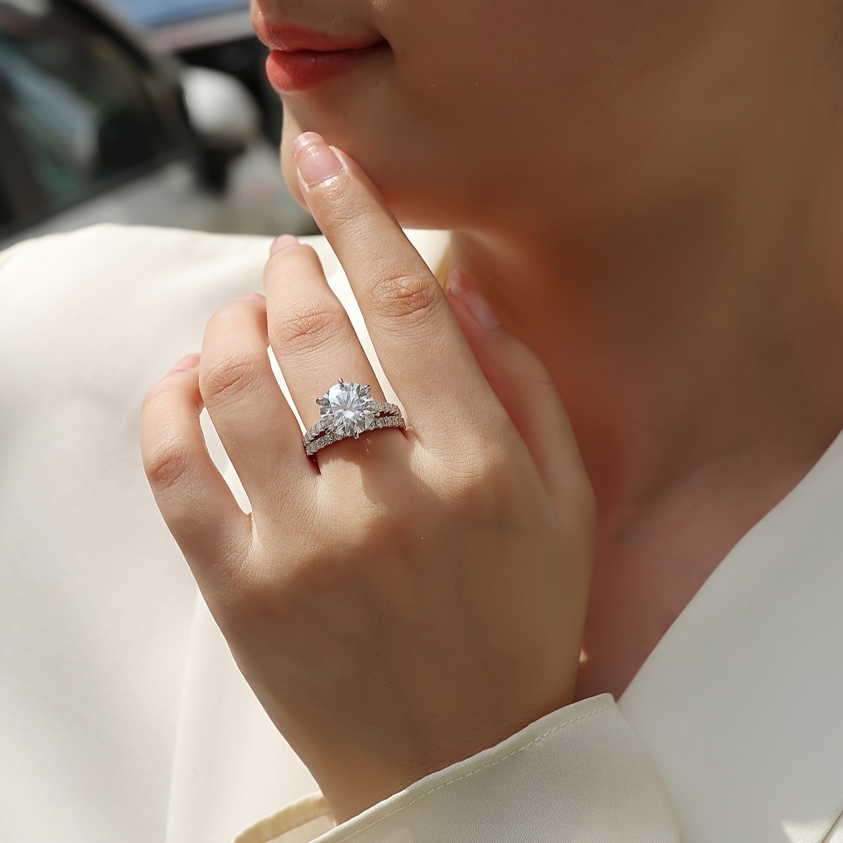 925 Silver Moissanite Women's Wedding Ring Set