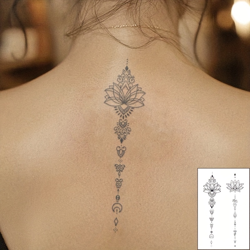 Lotus Flowers , Herbal Temporary Tattoo Stickers, Suitable For Back, , Legs, Waterproof And Long-lasting Non-reflective Men And Women Simulation Tattoo