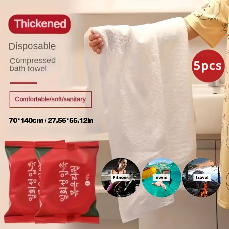 5 pack 70cm x 140cm disposable compressed bath towels 27 56 x 55 12 extra thick large towels suitable for outdoor swimming and travel portable bath towels for outdoor   Product details 0