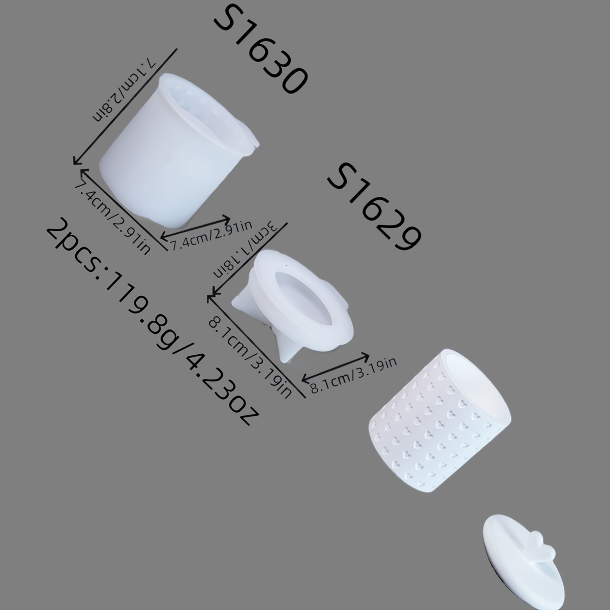 E-shop Silikonharzform Herzförmige Aufbewahrungsflasche Silikonform für 3D Ornamente Kerzen Silikonform Gips Ornament Silikonform Epoxidharzform 119.8