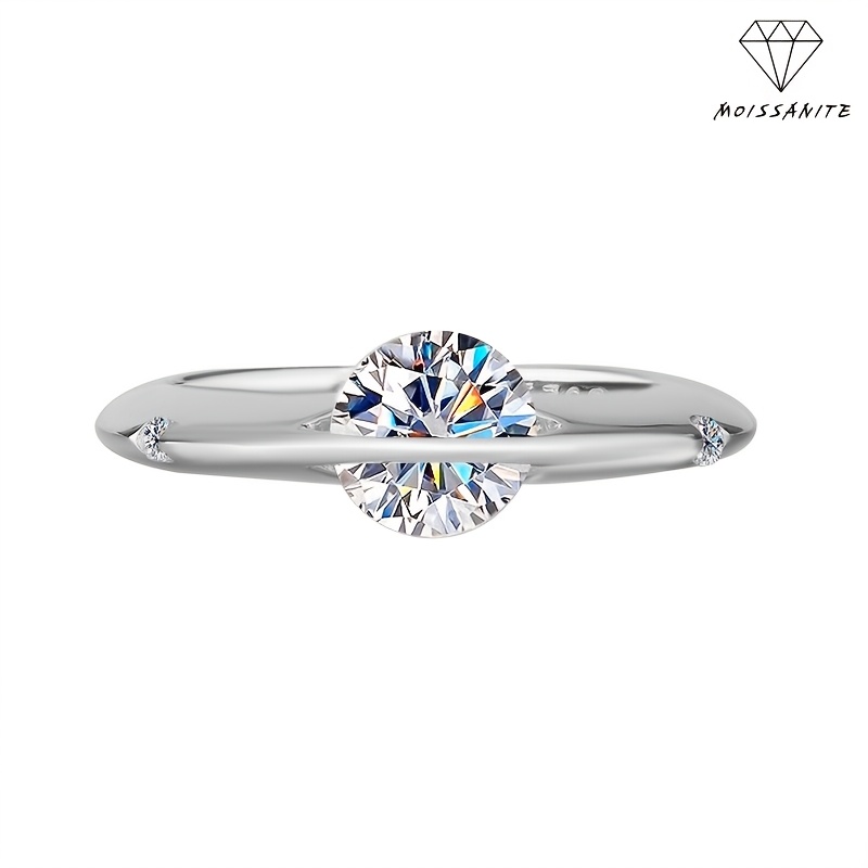 Women's S925 Silver Moissanite Sparkling Planet Orbiting Ring, Elegant Design