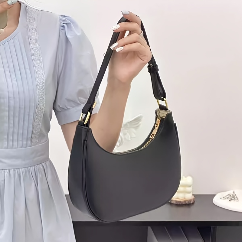 1009 1 fashion casual simple crescent zipper shoulder bag