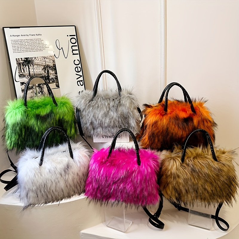 

Women's Plush Fur Handbag, Fashionable Fluffy Handbag. Women' Shoulder Crossbody Large Capacity Multi-functional Fluffy Cute Bag