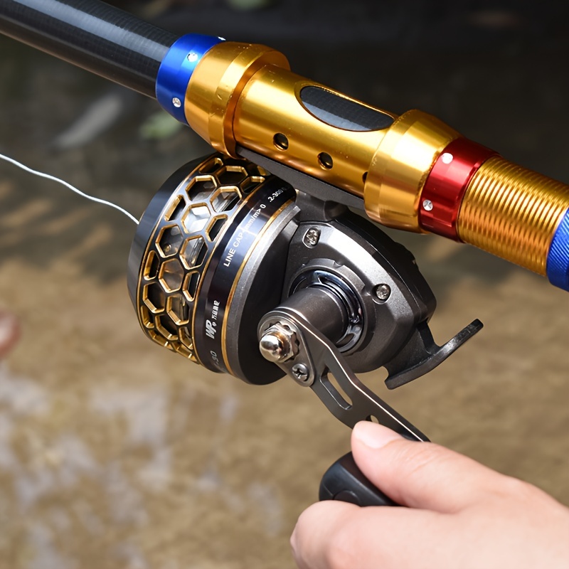 

1pc Piaoyu High-strength Stainless Steel Fishing Reel - Smooth & Sensitive , For Freshwater & Saltwater Fishing, Black With Golden/red/blue Accents