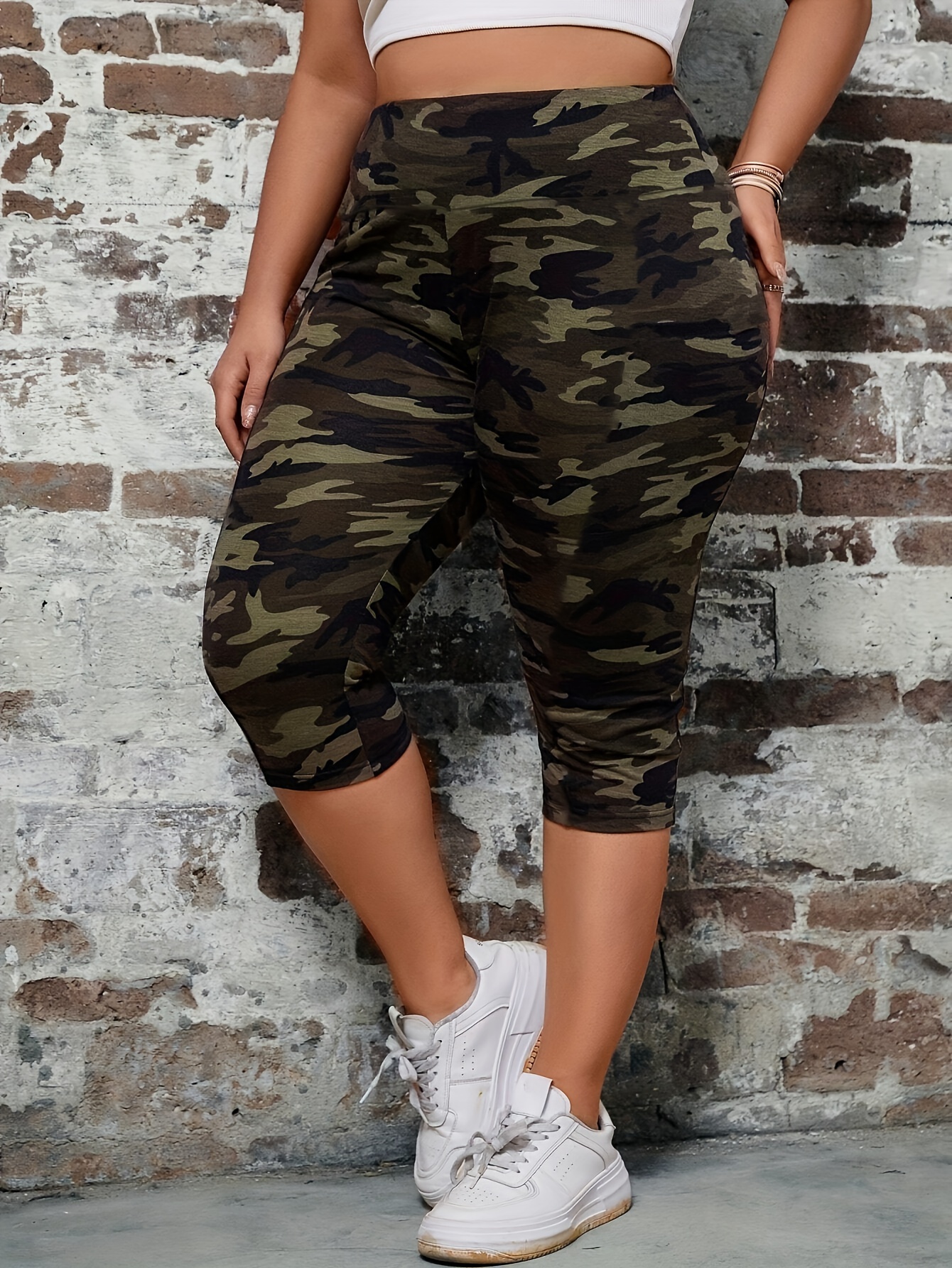 1pc elegant camo print bermuda capri leggings women Temu Kuwait
