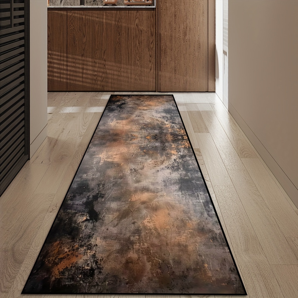 Image of [golden Rhinestone Velvet] 1pc, Abstract Art Design Color Scheme Beautiful Pattern Carpet, Aisle Long Carpets, Machine Washable Bedroom Living Room Floor Mat, Balcony Easy To Clean Rug