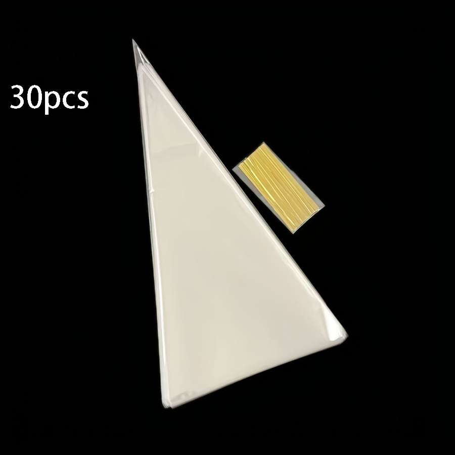 Image of Gift For Her/him 30pcs Popcorn Triangle Bags, Candy Bags, Transparent Baking Bags, Ice Cream Cone Bags, Opp Bags (popcorn Not Included, Zip Ties Included),christmas,halloween