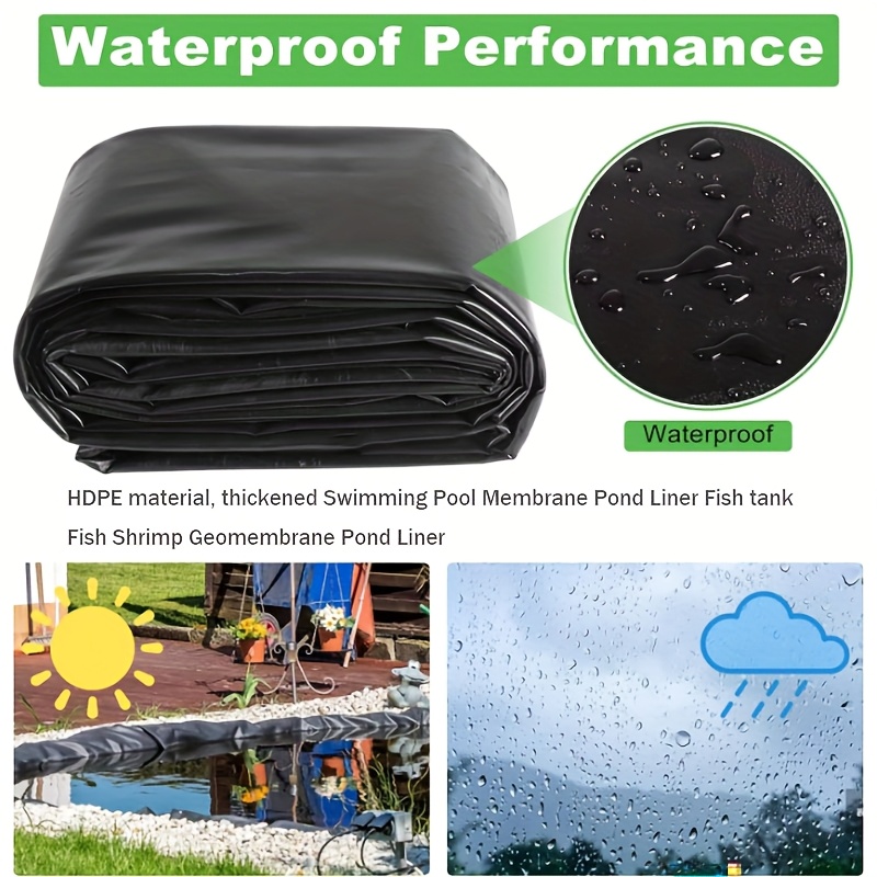 Image of Hdpe Pond Liner, 0.23mm Uv-resistant Pre-cut Pond Liner, Easy To Cut, Suitable For Ornamental , Waterfalls, Koi , And Water Gardens, Black