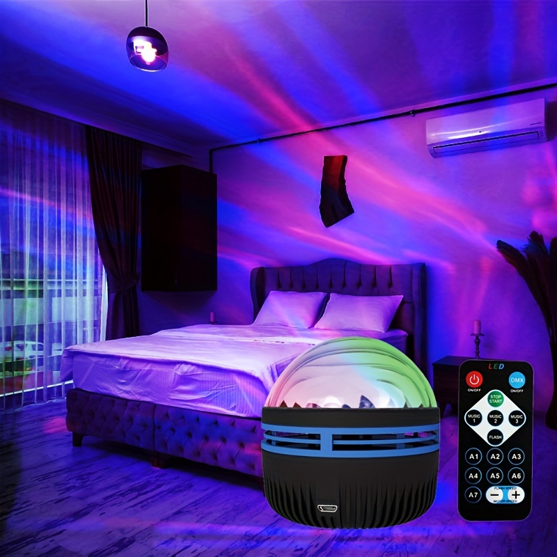 

1pc Northern Lights Projector Light, 7 Color Modes And Remote Control, Multifunctional Polar Projector Night Light For Bedroom Ambiance, Holiday Decoration, Birthday Party Eid Al-adha Mubarak