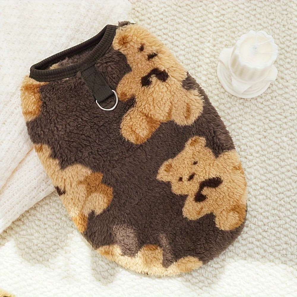 Image of Little Bear Pet Plush Cat Autumn/winter Plush Warm Dog Vest