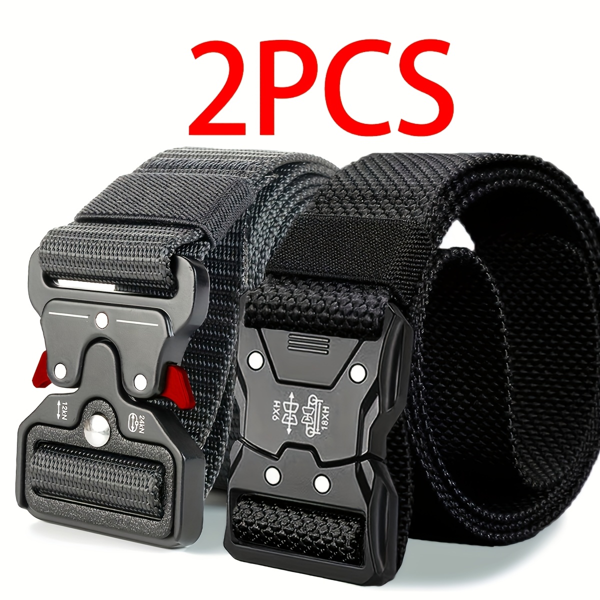2-Pack Men's Quick-Release Belt with Locking Buckle