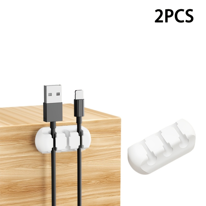 TEMU 3, 5, 2pcs Silicone New Cable Organizer Boxes Cable Management Tidy, Usb Cable Fixer Wire Self-adhesive Cable Clip, Suitable For Desk, Car, Home