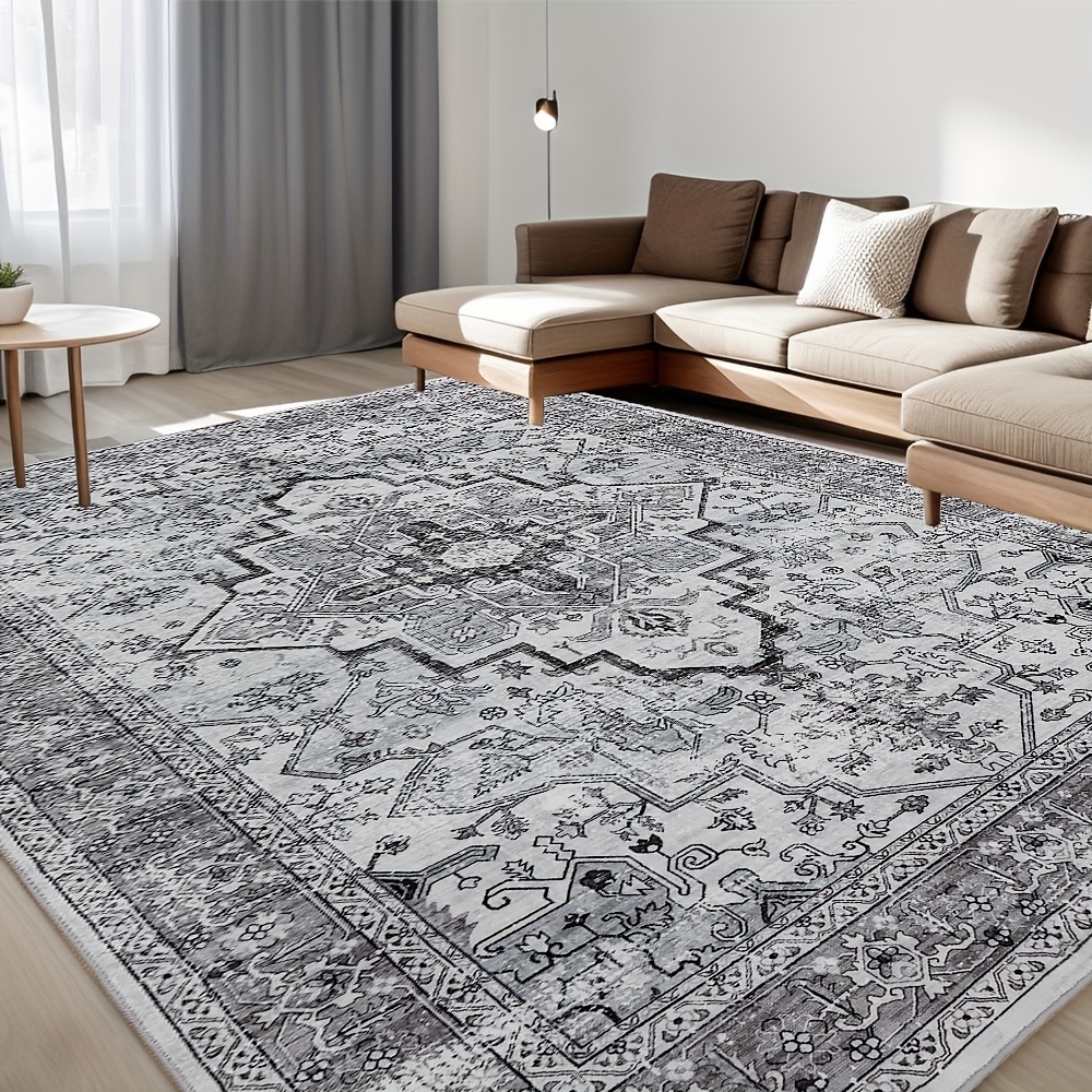 TEMU Washable Bohemian Beige Rugs, Area Rugs, Foldable Non-slip Retro Rugs, Rugs For The Living Room And Bedroom