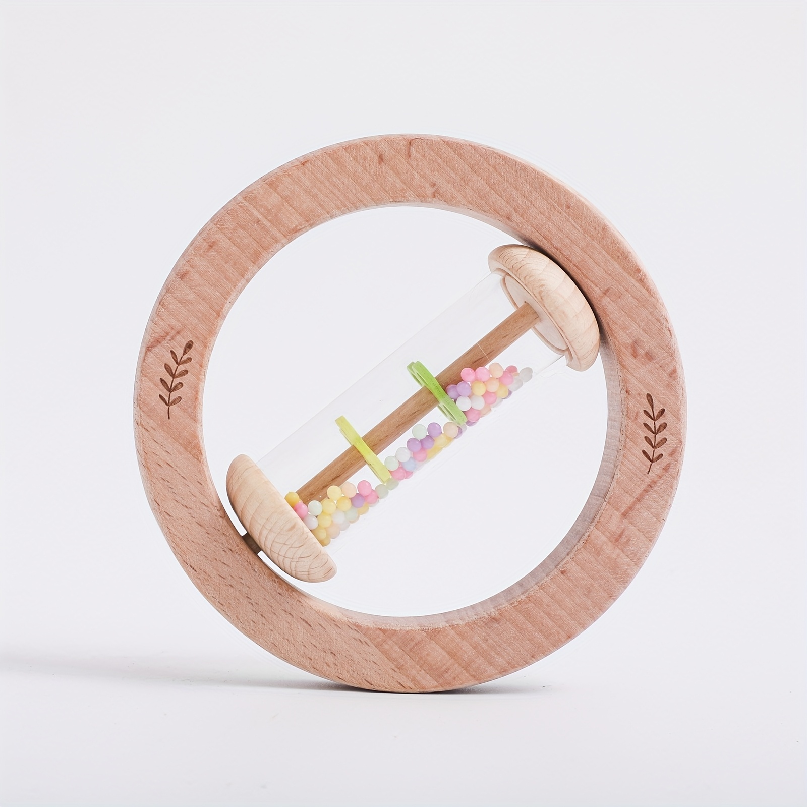 Image of Wooden Round Rattle Toy, Rain Sound Tube, Simulates The Sound Of Rain, Rattle, Early Education Toy For Babies, Parent-child Interactive Toy, Infant Soothing Toy, Christmas And Birthday Gift.