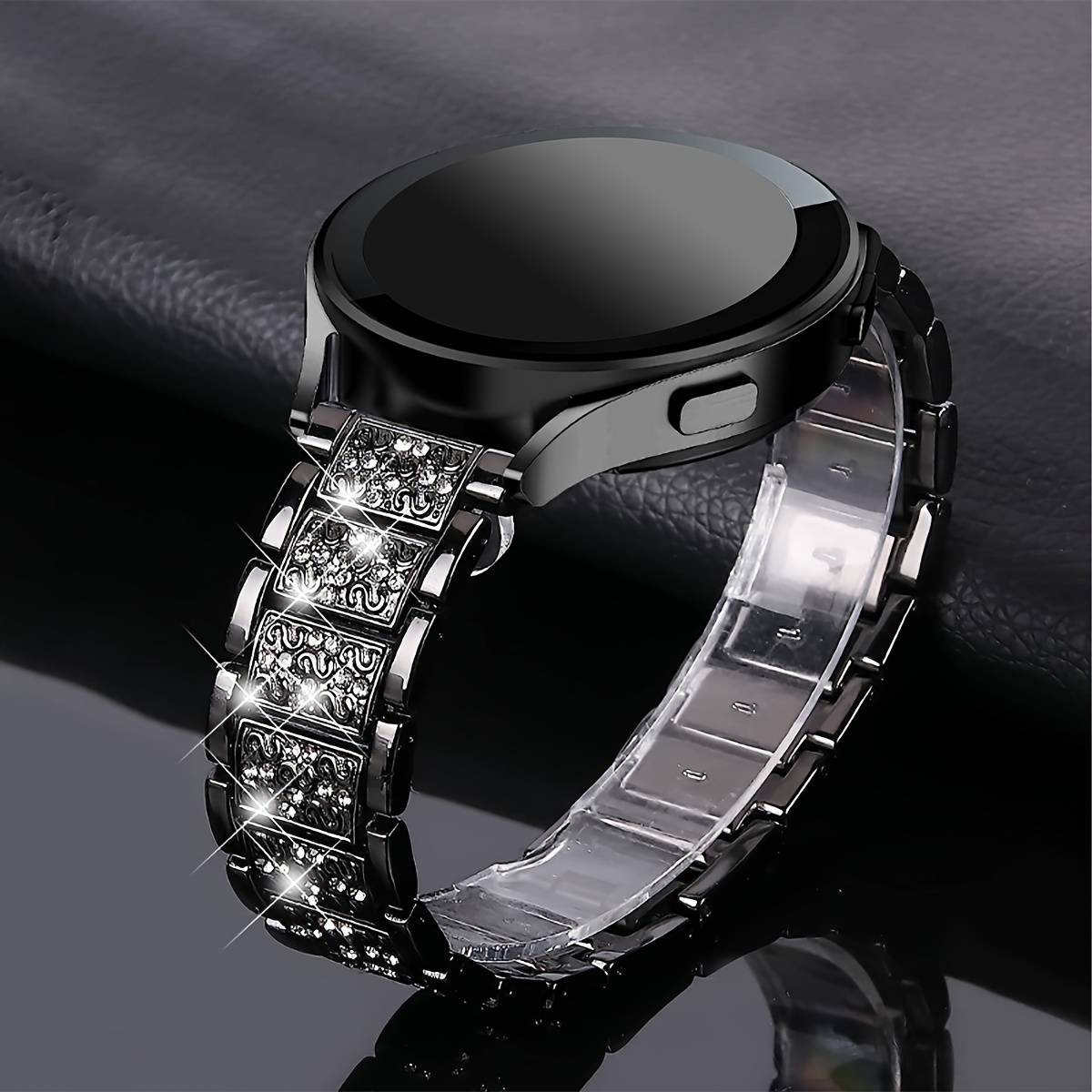 For Samsung Watch 5/5 Pro 4 Sparkle Rhinestone Steel Watch Band Bracelet  Strap