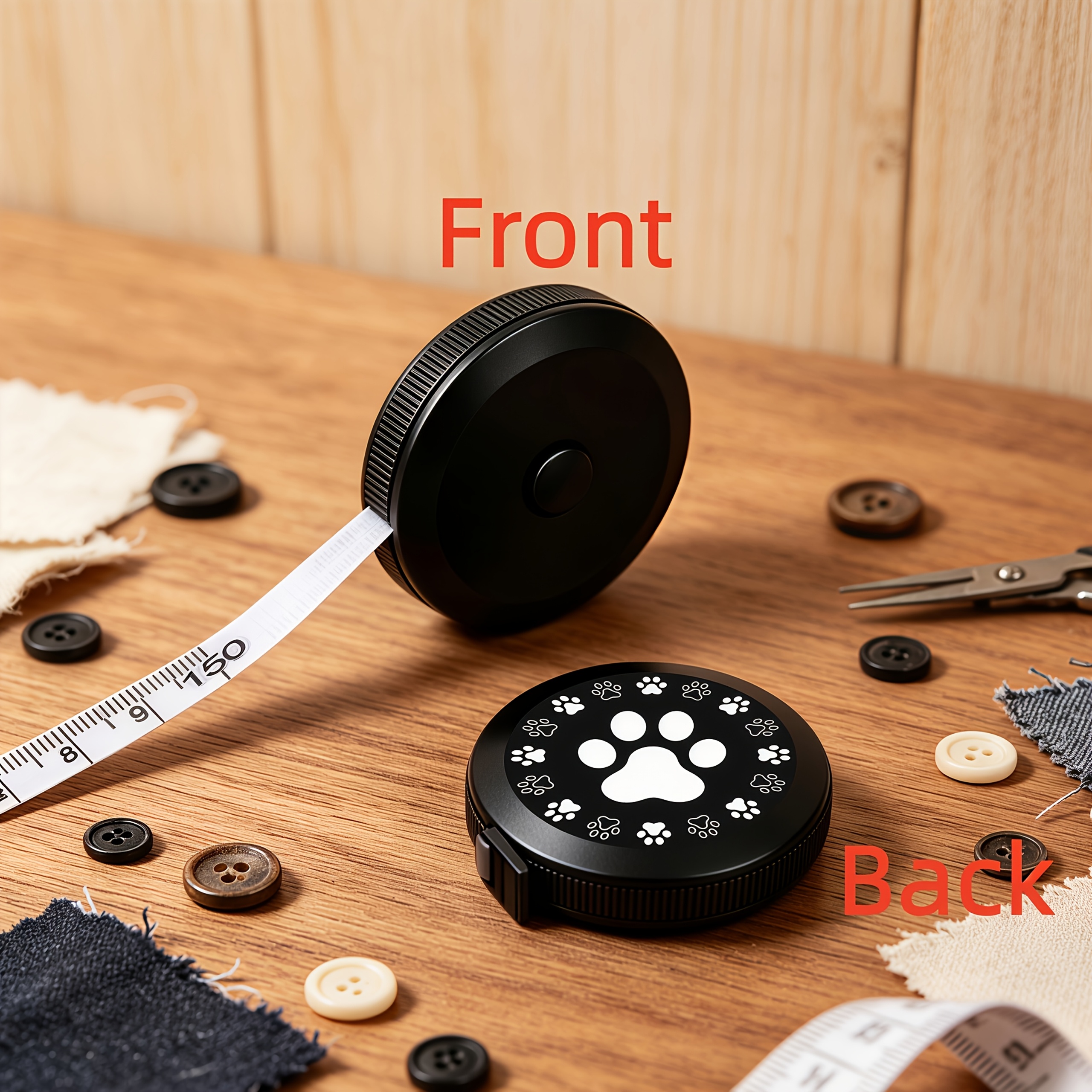 TEMU 1pc Cute Print Mini Retractable Soft Tape Measure, 150cm/60 Inches, Dual-scale Metric And Imperial, Sewing Measuring Tape, Suitable For Body