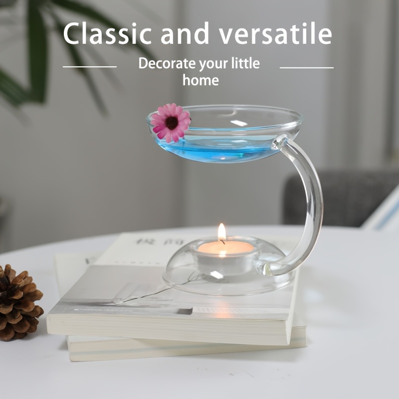 

1pc Elegant Glass Tealight Holder, Borosilicate Aroma Candle Warmer, Decorative Candlestick Stand, Fragrant Oil Burner, No Electricity Needed, Home Decor Accessory