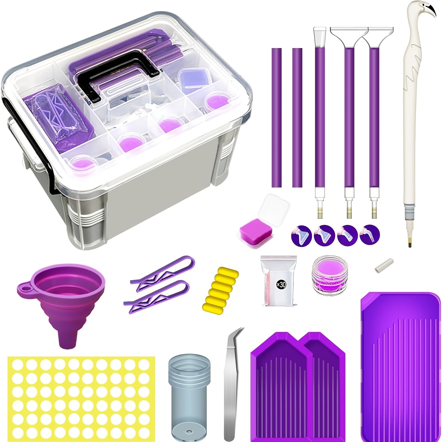 TEMU 111pcs Diamond Painting Storage Set With A Full Set Of Tools, Diamond Painting Storage Container Tool Box, Including Assortment Trays, Bottles,