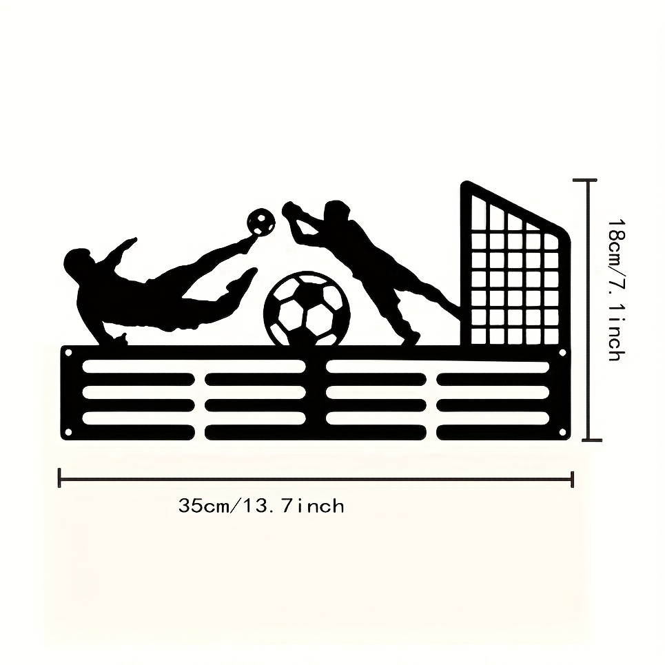 Image of 1pc Black Iron Wall-mounted Medal Stand - Football Door Stand, Suitable For Sports Medals, Perfect For Football, Gymnastics, Cycling - Ideal For Living Room, Bedroom Or Study Decoration