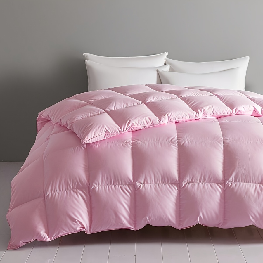 TEMU 1pc Premium Breathable Quilt, Lightweight Large/oversized Full-size Checkered Quilted Comforter Insert, Box Quilting Process For Autumn/ And