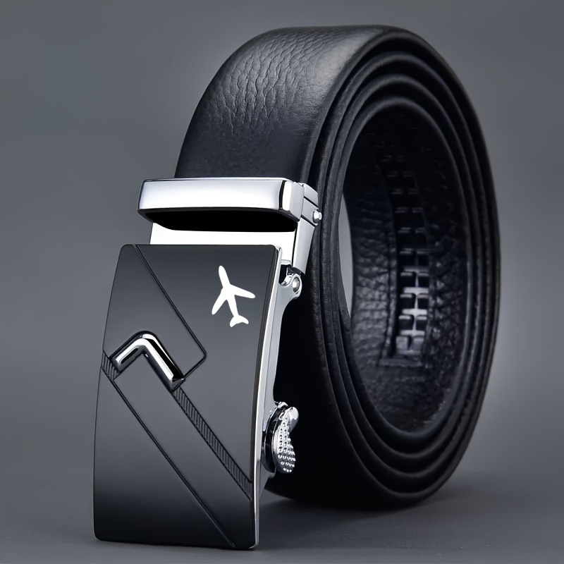 Men's Airplane Pattern Automatic Buckle Belt