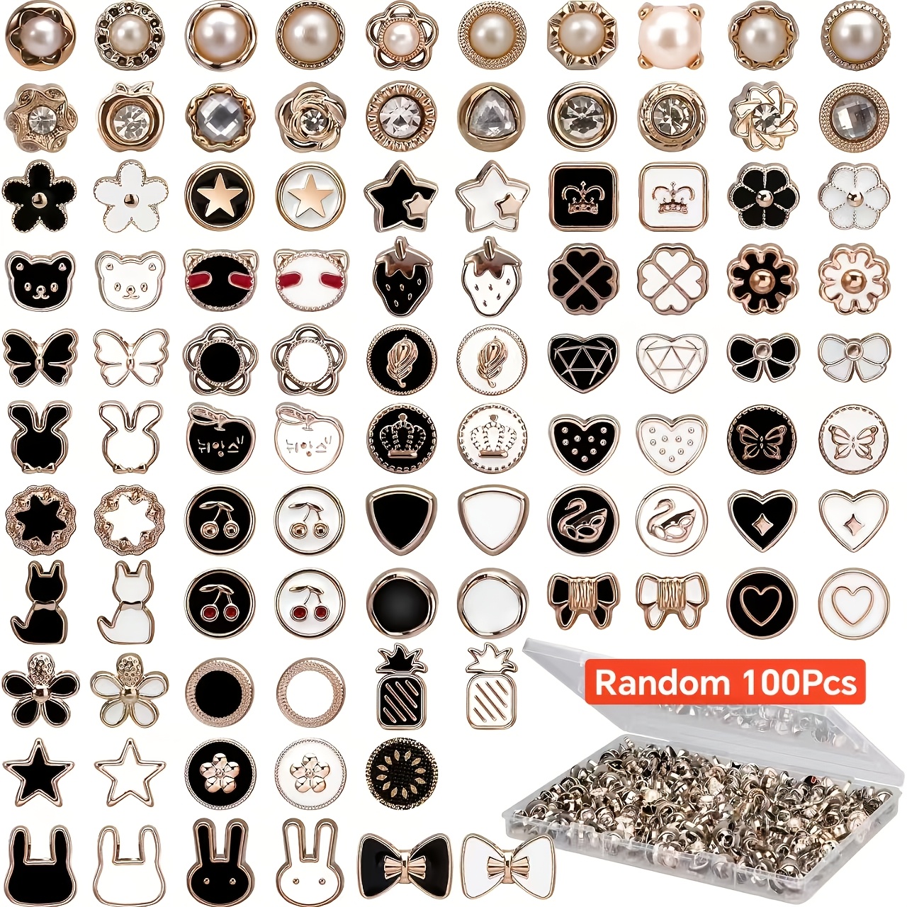 TEMU 100 Random Snap Buttons, Seamless Instant Detachable And Reusable Blouse Buttons, Replacement Safety Buttons For Pants, Waistbands, Shirts,