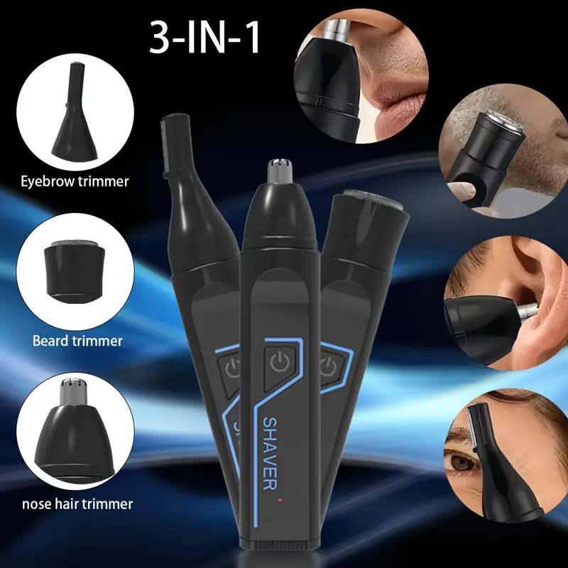 3 in 1 professional mens and womens grooming kit suitable for nose hair trimming sideburns trimming beard trimming ear hair trimming leg hair trimming underarm hair trimming bikini line trimming   electric shaver full body hair trimmer multi functional body groomer detachable heads usb charging perfect gift for father dad Product details 1