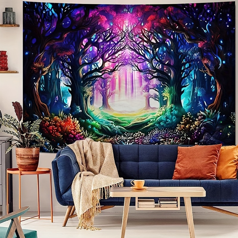 1pc Forest Tapestry, Polyester Tapestry, Wall Hanging For Living Room  Bedroom Office, Home Decor Room Decor Party Decor, With Free Installation