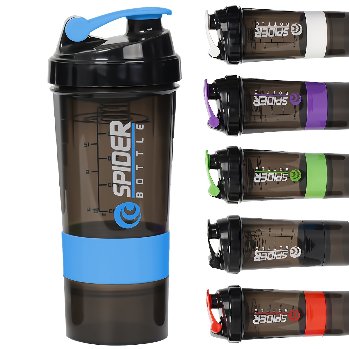 Image of 1pc 500ml/17oz Plastic Protein Shaker Bottle, Portable Leakproof Water Bottle With Mixing Spring, Perfect For Gym, Sports & Outdoor, Summer Essential