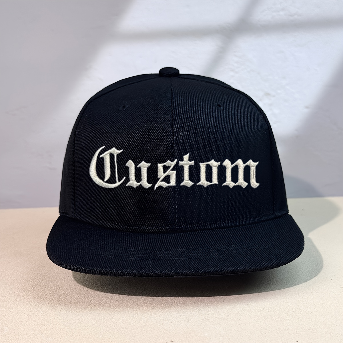 TEMU 1 Customizable Embroidered Text Baseball With A Flat Brim Design, A Personalized Hip-hop Hat
