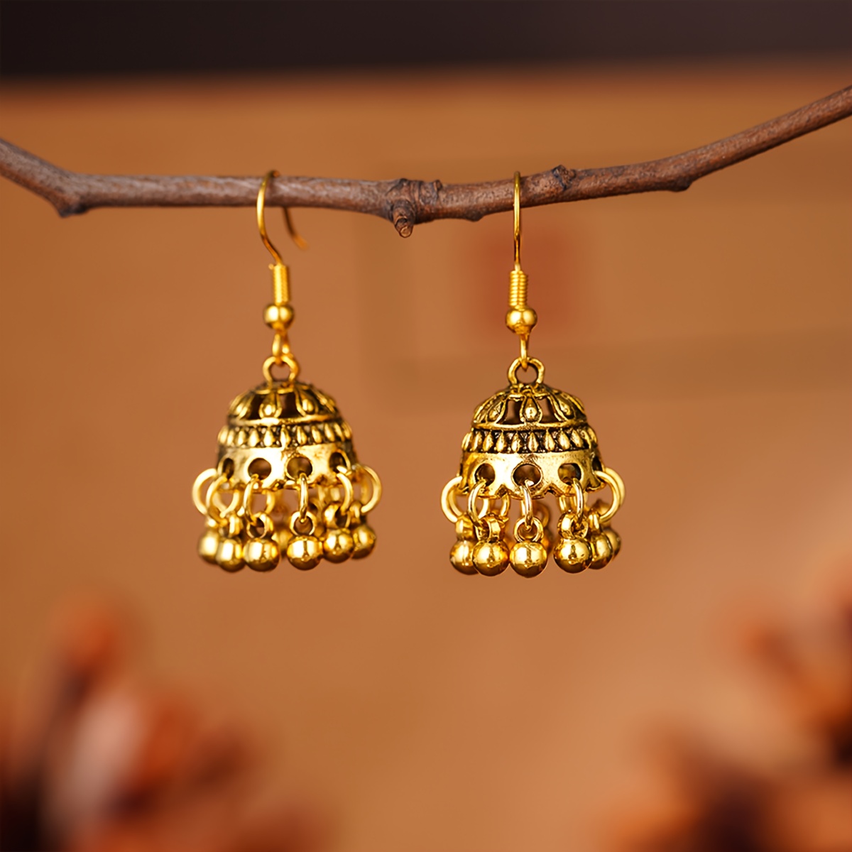 TEMU Vintage Ethnic Style Handmade Rice Bead Tassel Drop Earrings, Elegant And Versatile For Women, Yunnan-inspired Long Statement Earrings