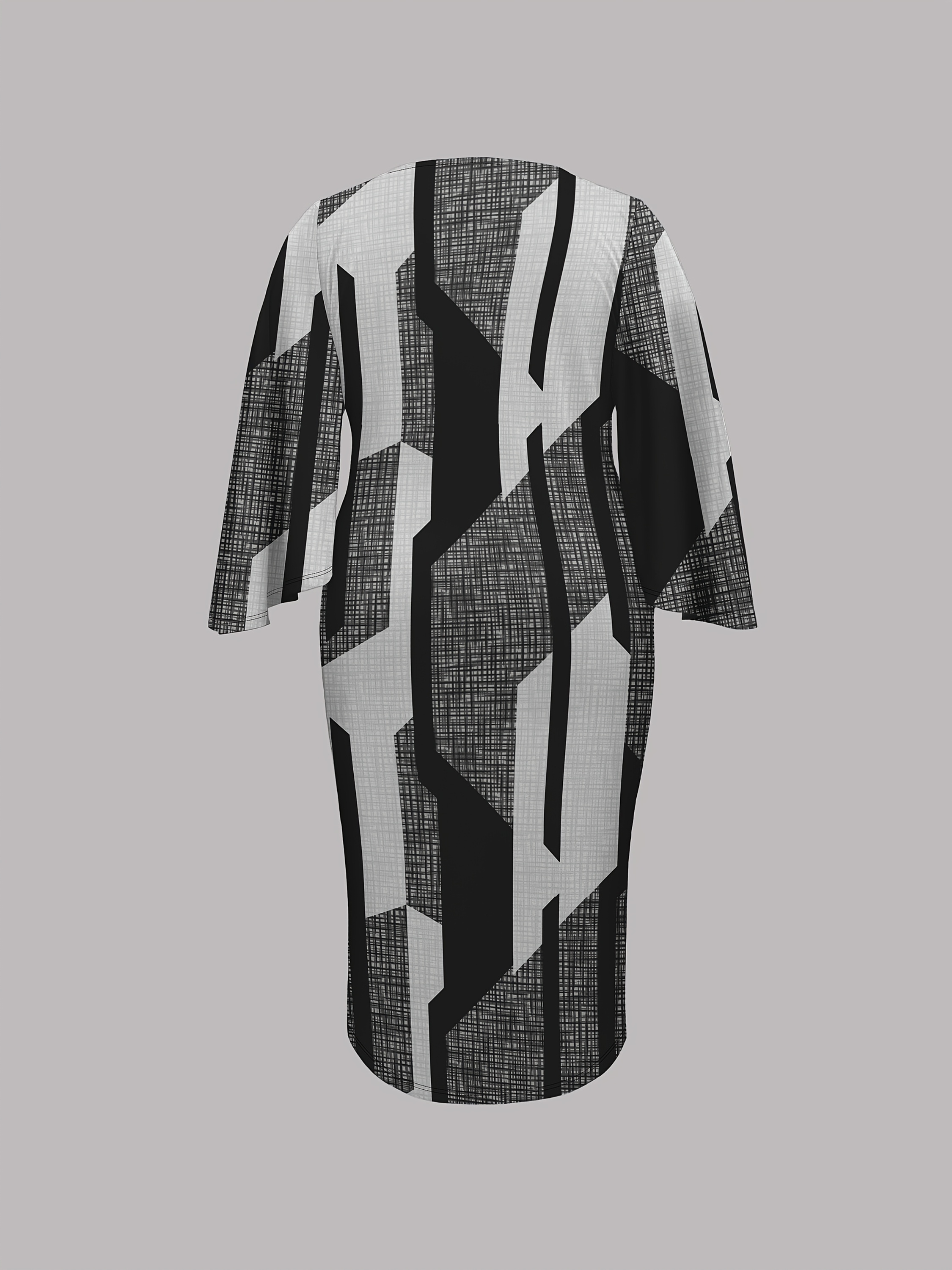 plus size womens elegant bell sleeve dress geometric print - Temu