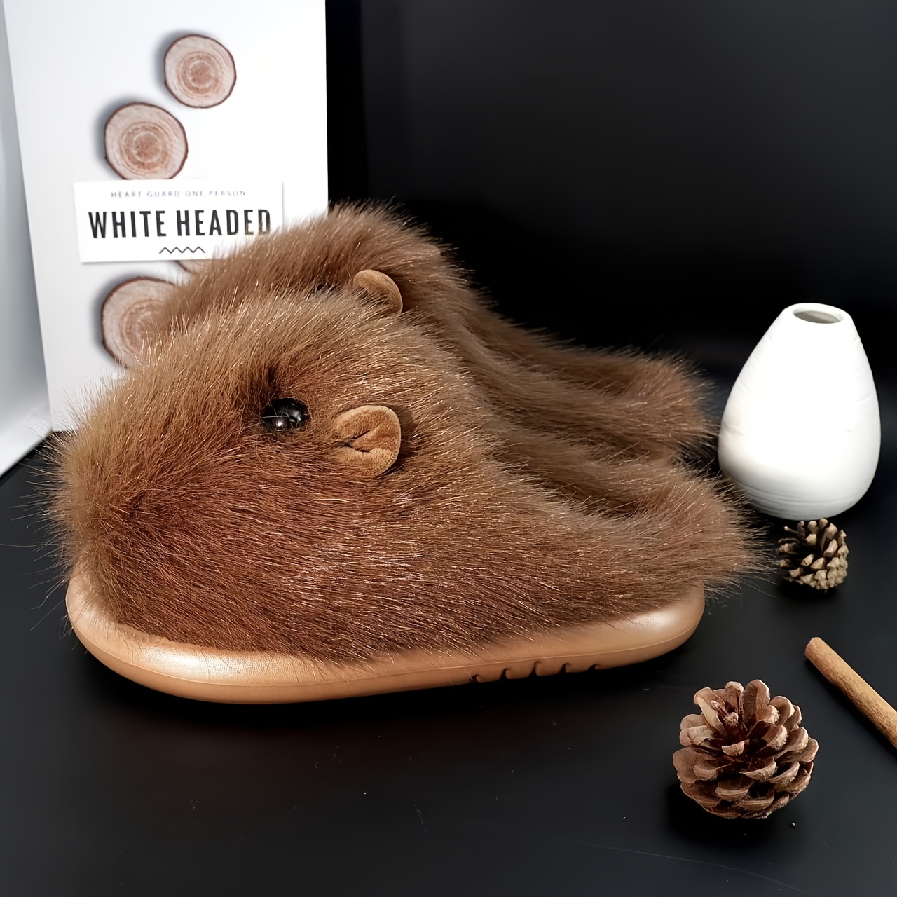 cozy cute womens plush slippers warm soft fuzzy indoor shoes with non slip eva sole for winter   ladies slippers   home cn36  36 coffee color 17
