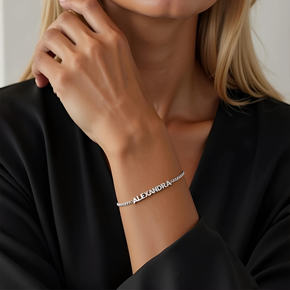 TEMU [customized] Personalized Stainless -2 Name Bracelet, Exquisite Name Brand Bracelet, Handmade Minimalist Bracelet, Birthday Gift, Mother's Day
