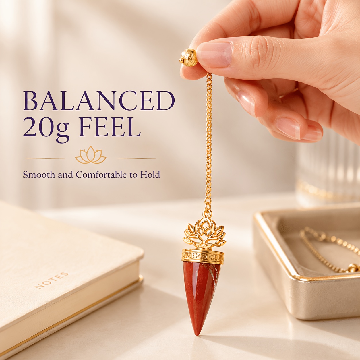 Bohemian Crystal Golden-Tone Lotus Cone Pendant with Chain