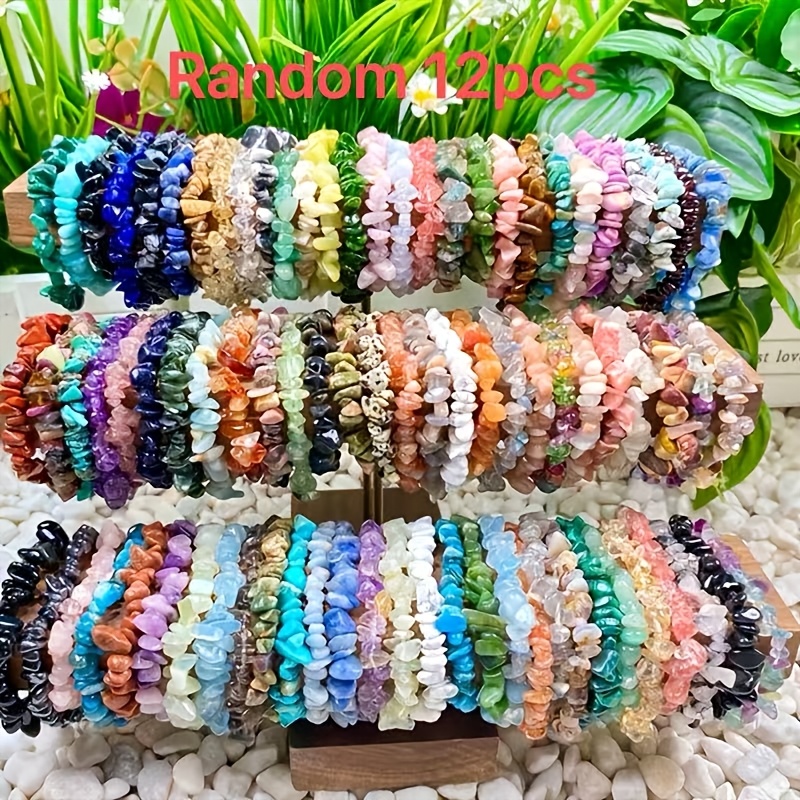 TEMU Random 12pcs Bohemian Style Beaded Bracelet Set For Women, Summer Beach Stone Beads Bracelets, Colorful Daily And Vacation Accessories