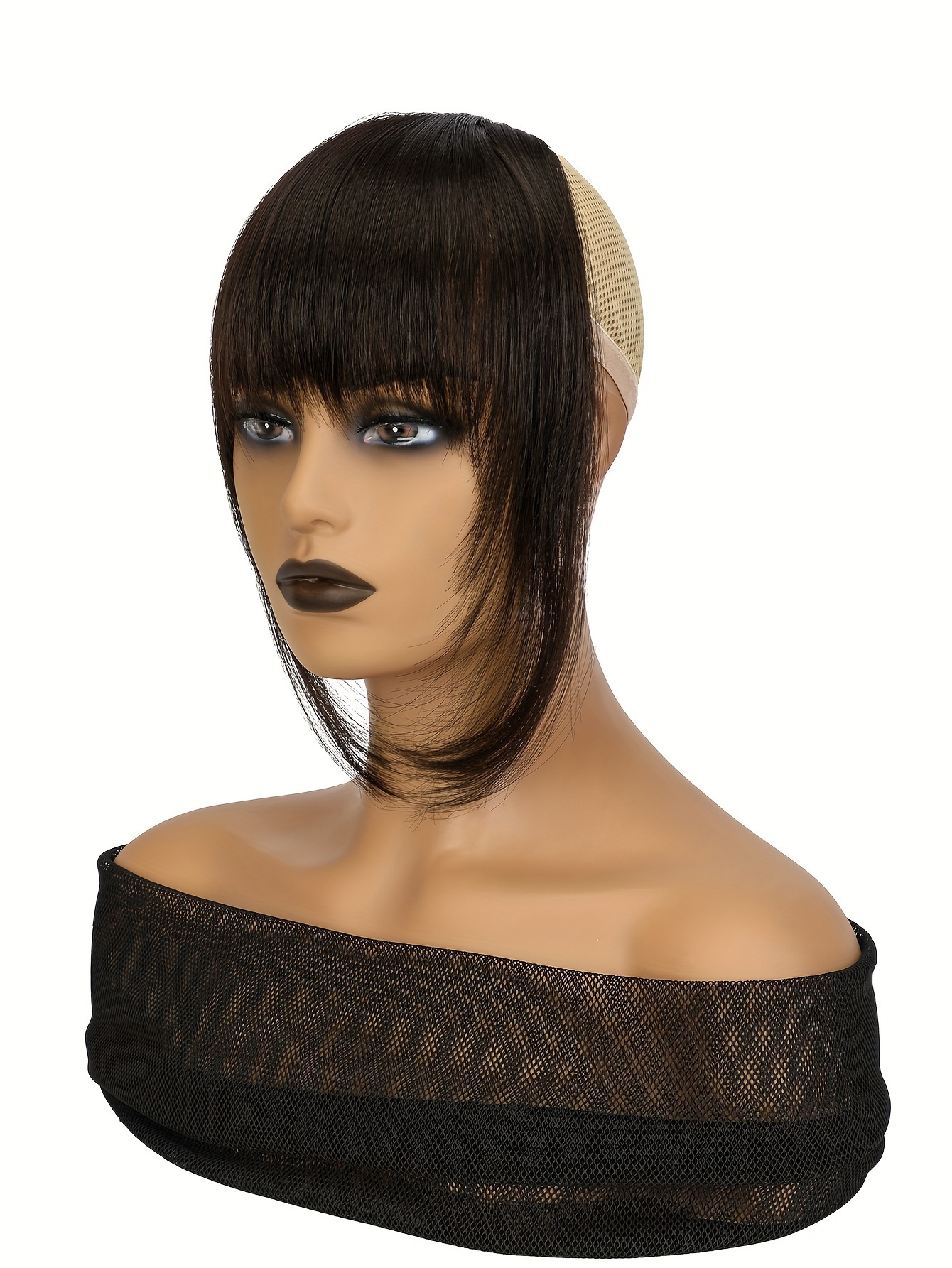 synthetic wig with 12 inch bangs on   suitable for daily   ladies details 20