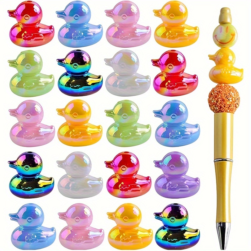 

10 Pcs Acrylic 3d Duck Beads For Beadable Pens - Diy Jewelry Supplies, Teacher Charms, And Keychain Making